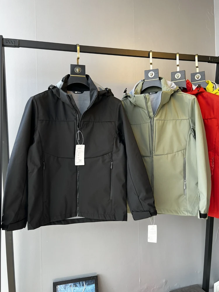 

Мужская демисезонная куртка для активного отдыха из полиэстера и нейлона с молнией, повседневная, модная