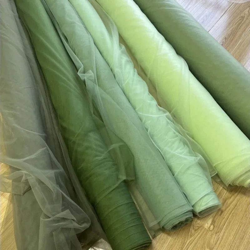 Green Tulle Fabric By The Meter for Clothing Decoration Photo Background DIY Crafts Sewing Thin Soft Breathable Good Drape Cloth