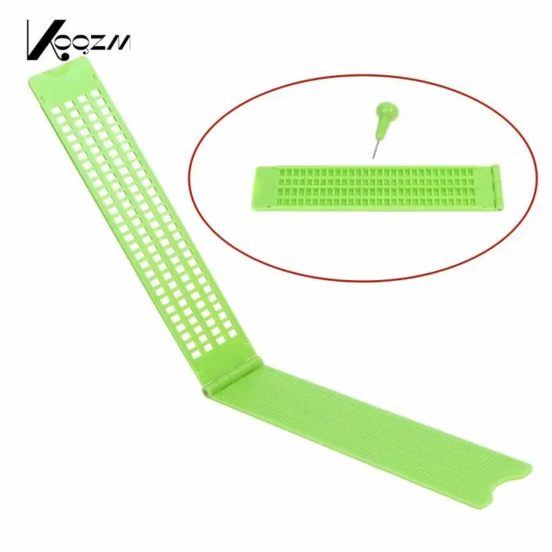 Plastic Braille Writing Slate Portable Practical Vision Care With Stylus Plastic School Learning Green Tool Accessory