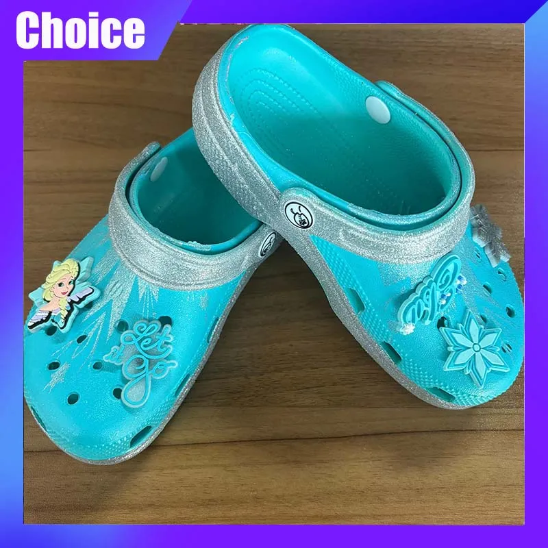 

Frozen Princess Elsa Kids Slippers Anime Hole Shoes Cartoon Cute Anti Frozen Anti Slip Breathable Beach Shoes Sandals Girl Gift
