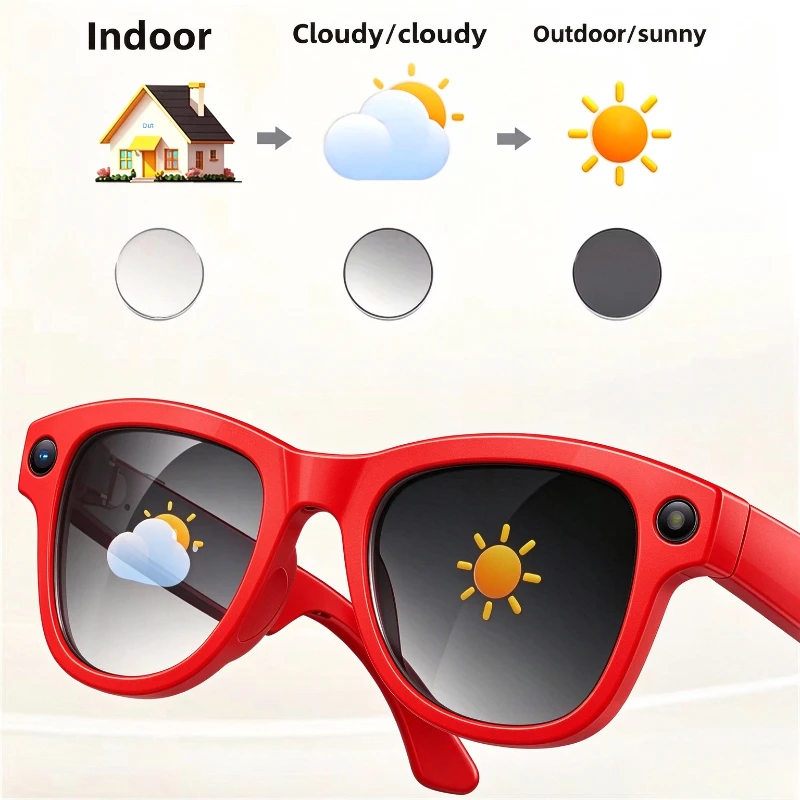 Red/White UT M02 AI Smart Glasses Real-time Translation with Charging Case, 800W Pixel Anti Shake Intelligent Interaction