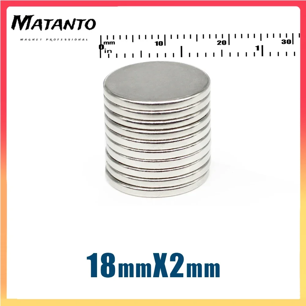 

10/20/50PCS 18x2mm Circular Powerful Neodymium Magnet N35 Magnetic Sheet Super Strong Fridge Magnets 18*2mm Fishing Magnet