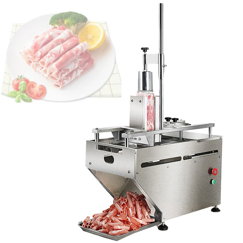 Electric Mutton Rolls Meat Slicer Automatic Beef Lamb Potato Slice Knife Bread Food Cutter Flaker Machine