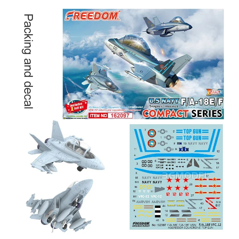 Freedom Assembly Aircraft Model Kit F162097 US Imaginary Enemy Squadron&Tactical Academy Single/Two Seat 2in1 Q Edition