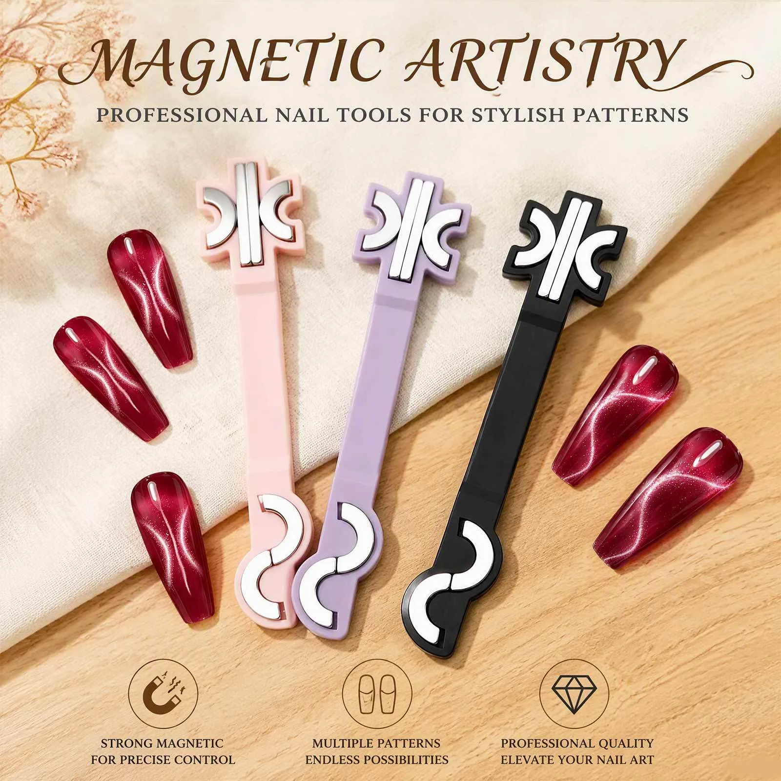 Weihnachts-S-Band-Kreuz-Katzenaugen-Magnet, doppelseitiges, starkes Nagelkunst-Werkzeug für Katzenaugen-Gel-Lack, Maniküre, DIY, Salon, professionell – Detail 3