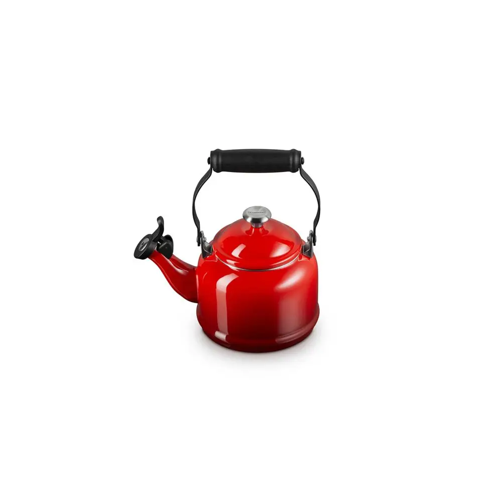 

Enamel On Steel Demi Tea Kettle with Metal Finishes, 1.25 qt., Cerise