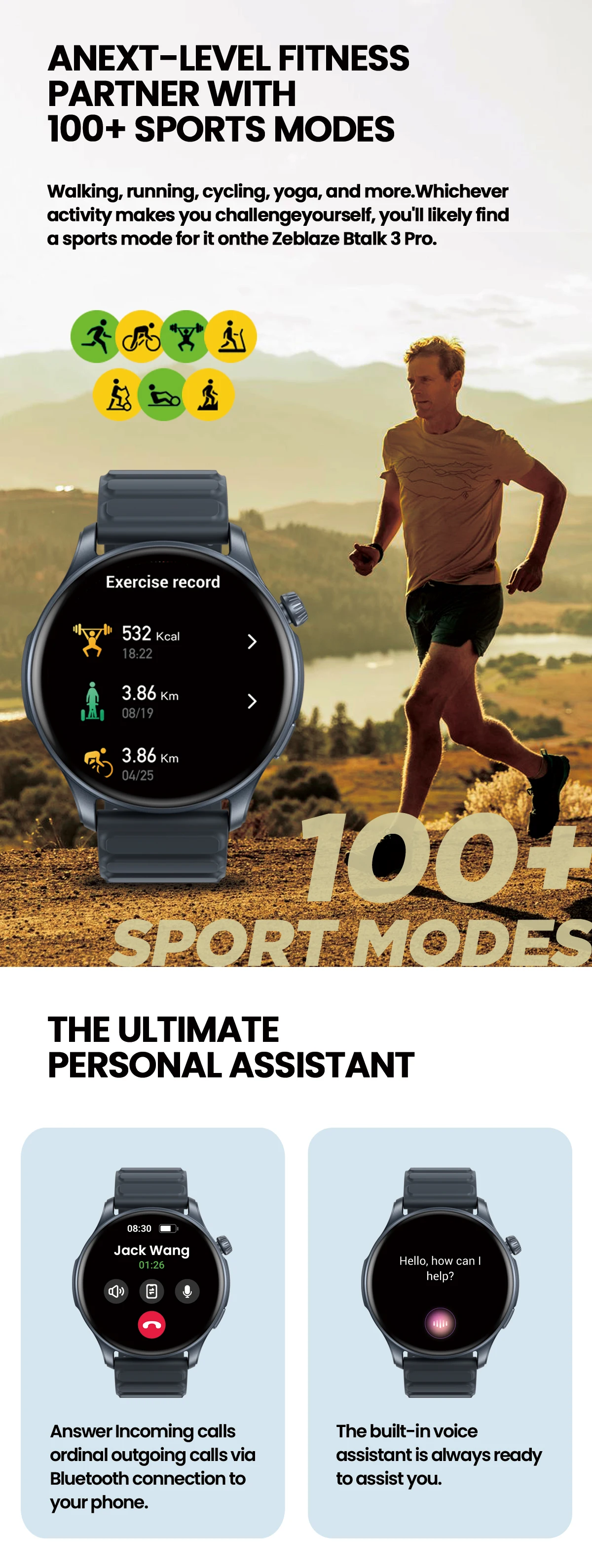 Neue Smartwatch Zeblaze Btalk 3 PRO 1,43 Zoll AMOLED-Display, Bluetooth-Telefonanrufe, Gesundheits- und Fitness-Tracking-Smartwatch – Detail 4