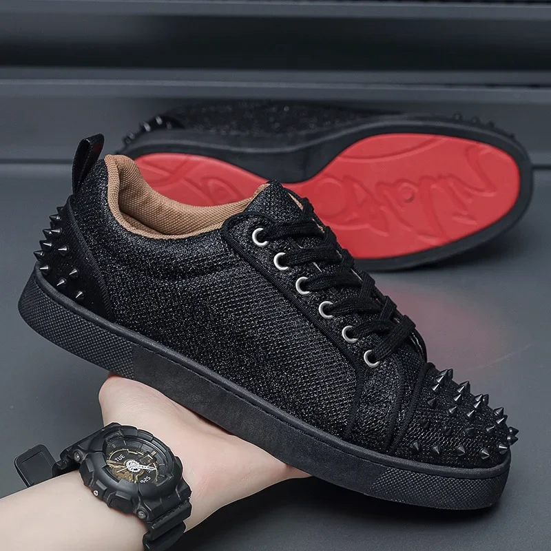 

Latest men's fashionable casual rivet board shoes for spring and autumn breathable and comfortable outdoor sports shoes sneakers