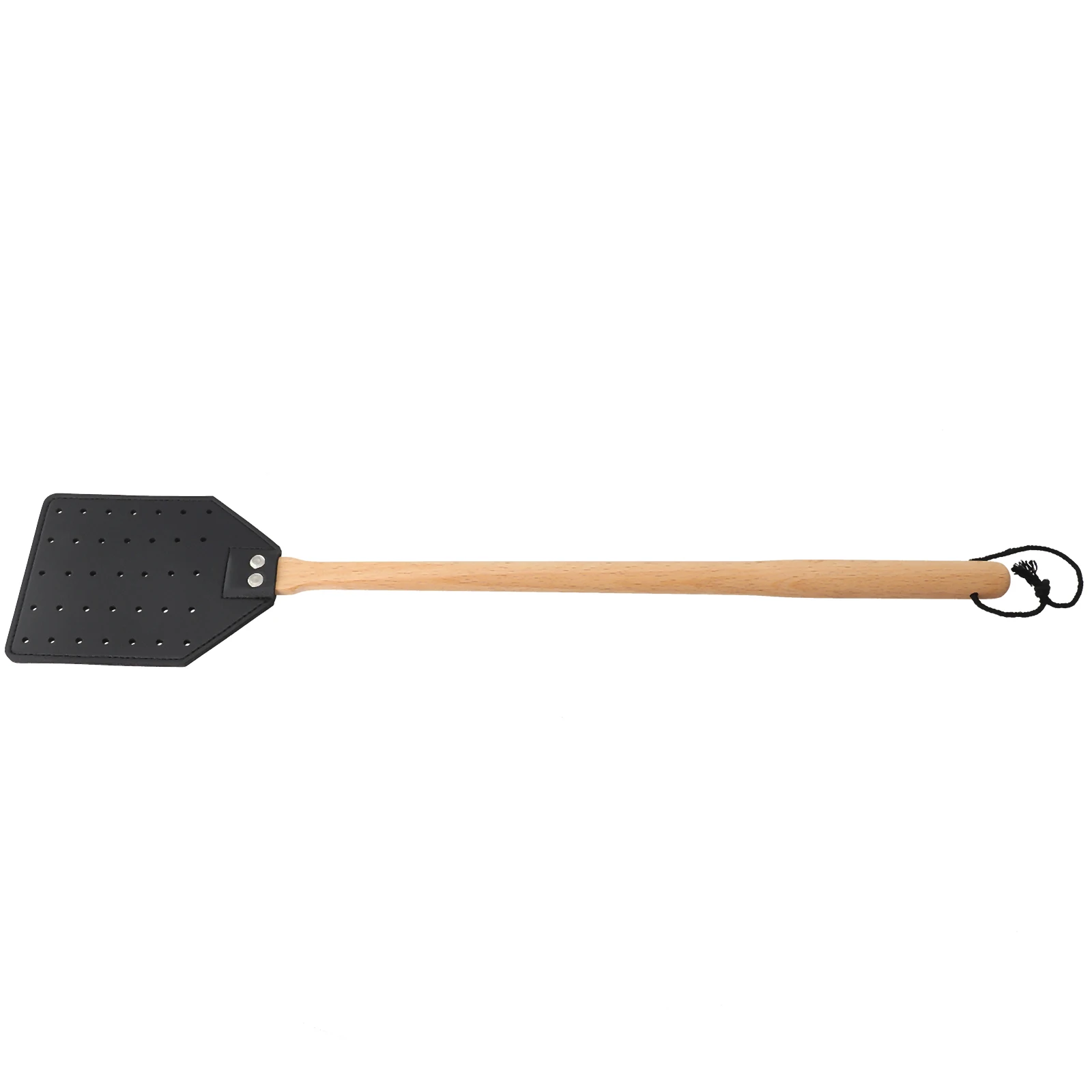 Double-sided Leather Fly Swatter Brown Leather With Beech Wood Long Handle Fly Killer Mosquito Swatter For Home Garden