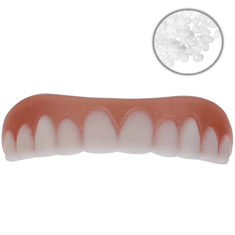 Smile Teeth Fake Braces Lower and Upper Fake Teeth Veneer Silica Gel False Teeth Removable Denture Oral Care Dentistry Veneer