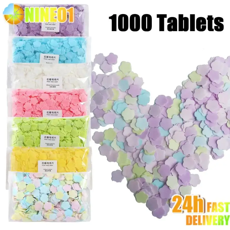 1000pcs/bag Portable Soap Paper Flakes Bath Hand Washing Disposable Soap Slice Mini Flower Travel Scented Petal Handwashing Soap