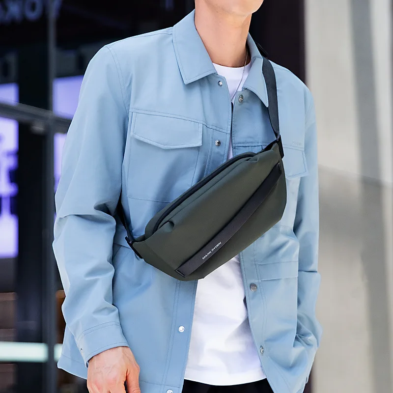 Men's cycling outdoor mobile phone storage crossbody single-shoulder bag, water-resistant large-capacity crossbody chest bag