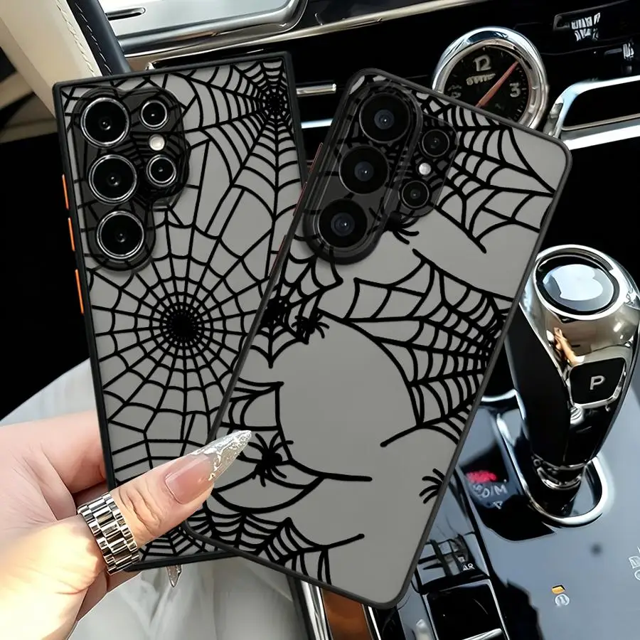 Black Sipider Web Case for Samsung Galaxy S26 S20 FE Note 20 Ultra 10+ S25 Ultra S21 S24 Plus S23 FE S22 Funda Back Phone Cover