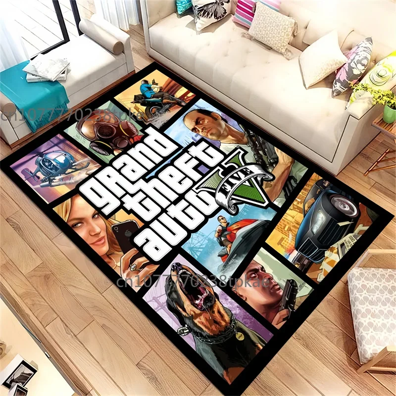 

G-Grand Theft Auto PosterPrinted Carpet Comfortable Retro Creative Living Room Bedroom Sofa Area Rug,home Decor,Floormat