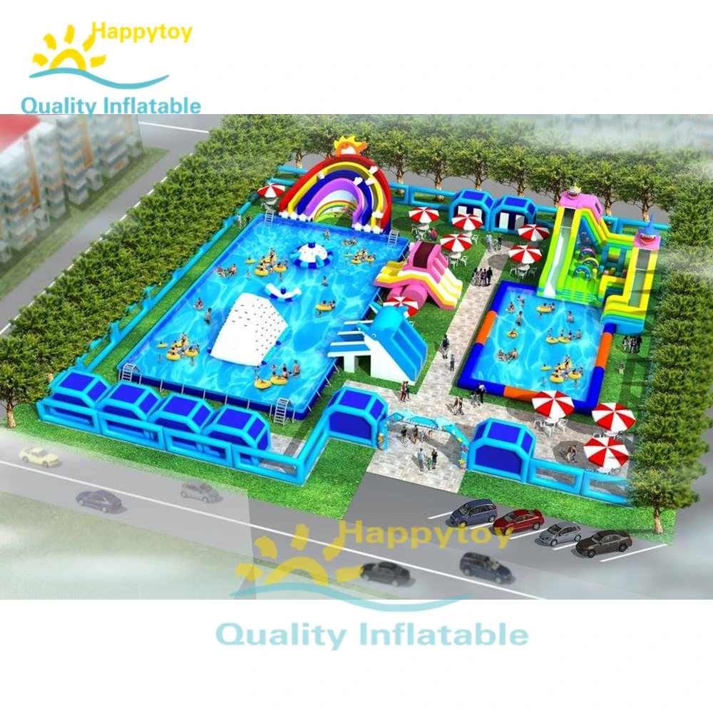 Amusement Outdoor Park Inflatable Mobile Land Water Park For Sale