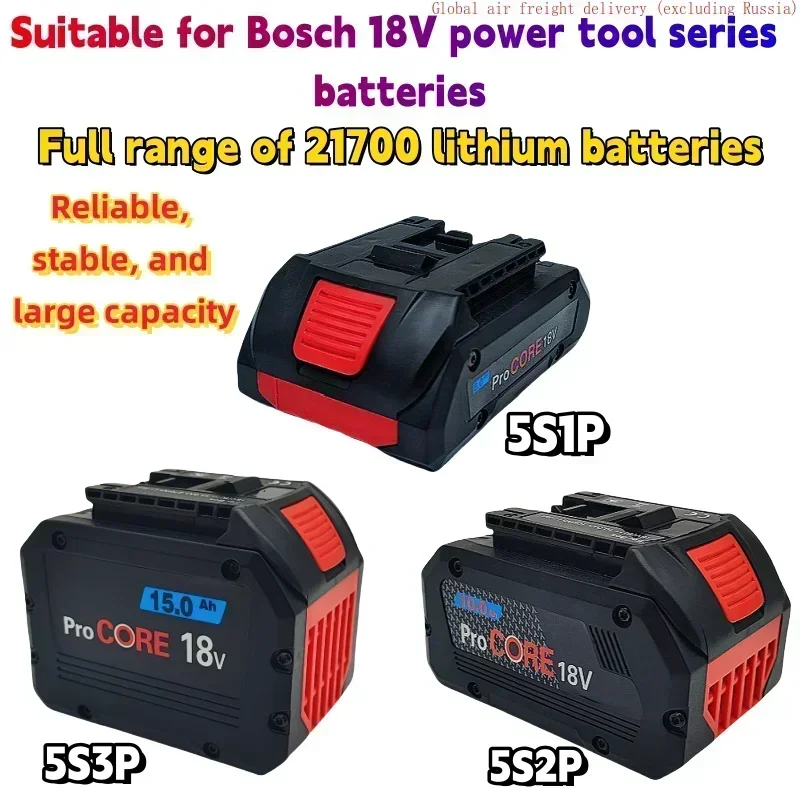 15Ah 10Ah 6Ah ProCORE battery replacement, suitable for Bosch 18V tool BAT609 BAT618 GBA18V80 21700 high-power 5C power battery