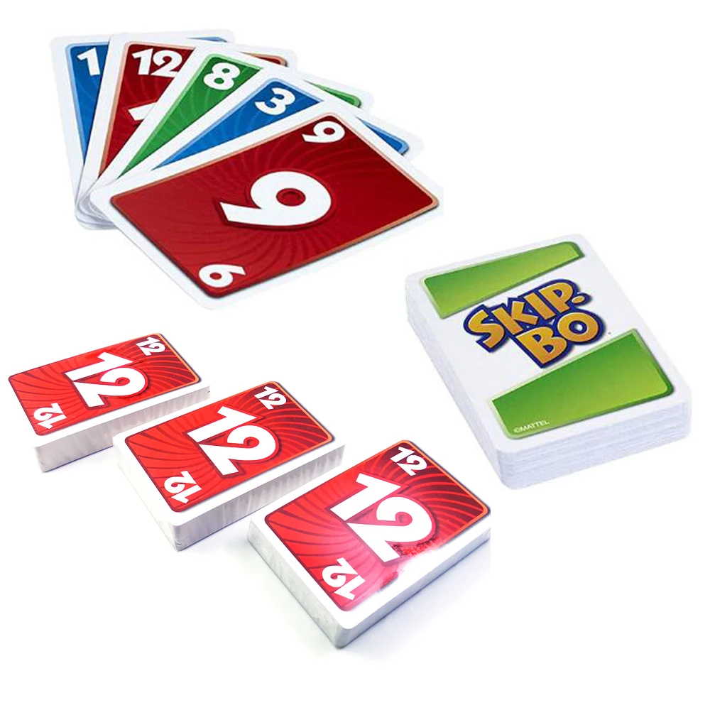 Mattel Games UNO:SKIP BO Card Game Multiplayer uno Card Game Family Party Games Toys Christmas Kids Toy Gifts