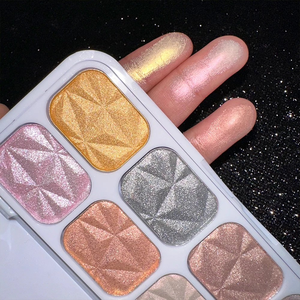 8色アイシャドウ高光沢フェイスリフトプレート、グリッターパウダーパールライト防水、ステージアイシャドウフラッシュフィルムアイシャドウプレート