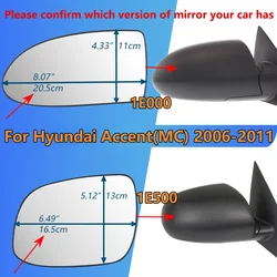 For HYUNDAI ACCENT(MC) 3rd Gen 2006 2007 2008 2009 2010 2011 LH/RH Side Rearview Mirror Glass/Wing Mirror Lens/ car Parts