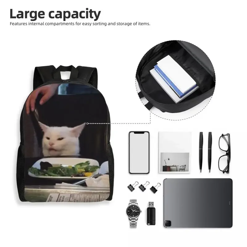 Salad Cat Meme-mochila de viaje para hombre y mujer, morral escolar para ordenador portátil, bolsas de día para estudiantes universitarios