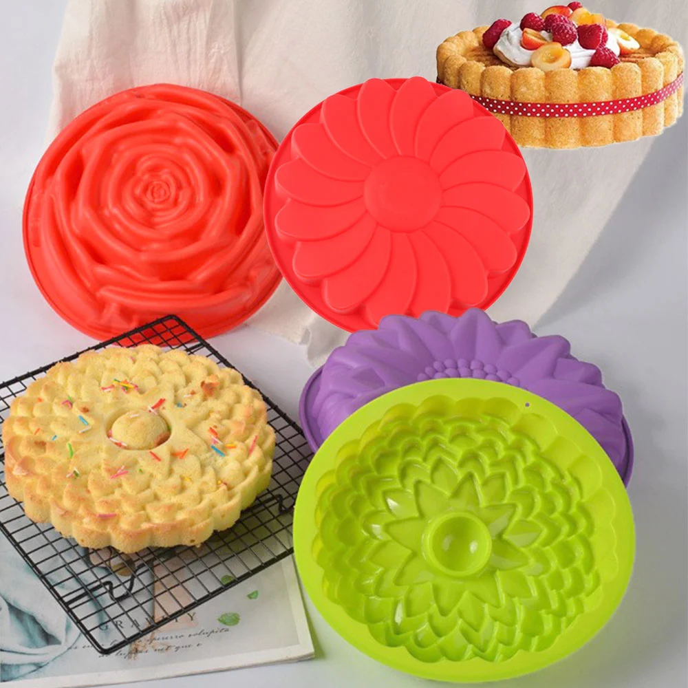 Single Hole Sunflower Silicone Cake Mold Rose Baking Plate Chocolate Pudding Mold Daisy Soap Candle Mould Ice Tray Birthday Gift