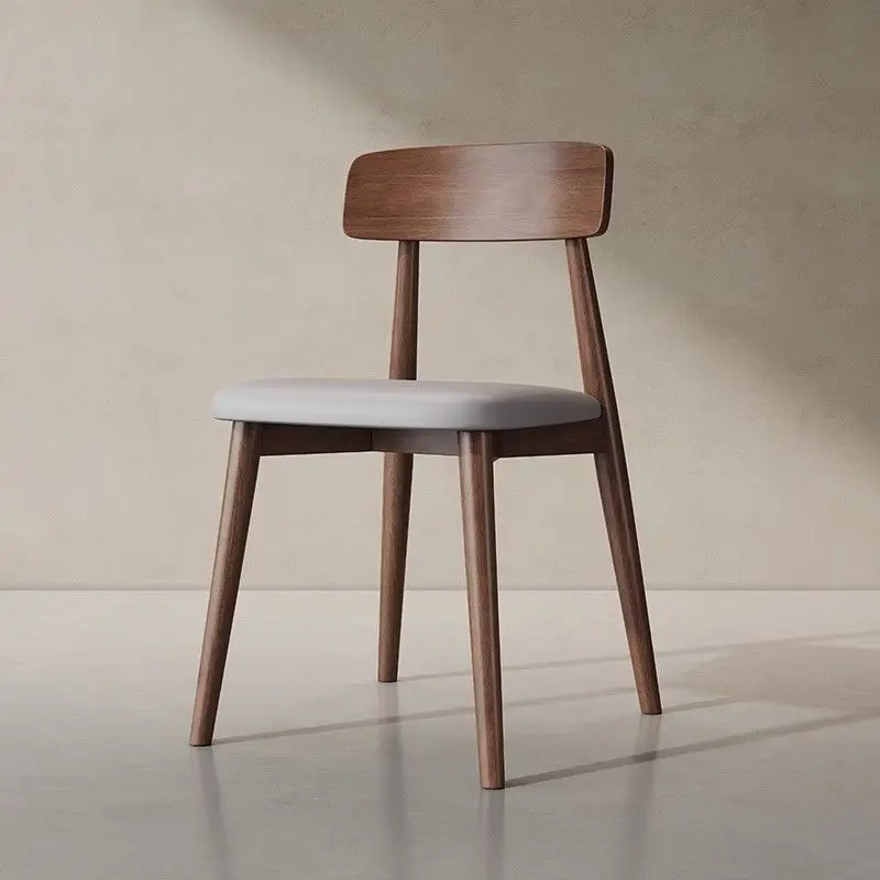 

Walnut Solid Wood Dining Chair Modern Simple Home Dining Room Bedroom Desk Chair Nordic Log Softbag Back Chair