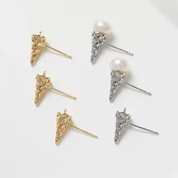 4PCS 14K Gold Plated Brass Ice Cream Ear Studs Earrings Setting Accessories DIY Handmade Making Supplies Material accessories