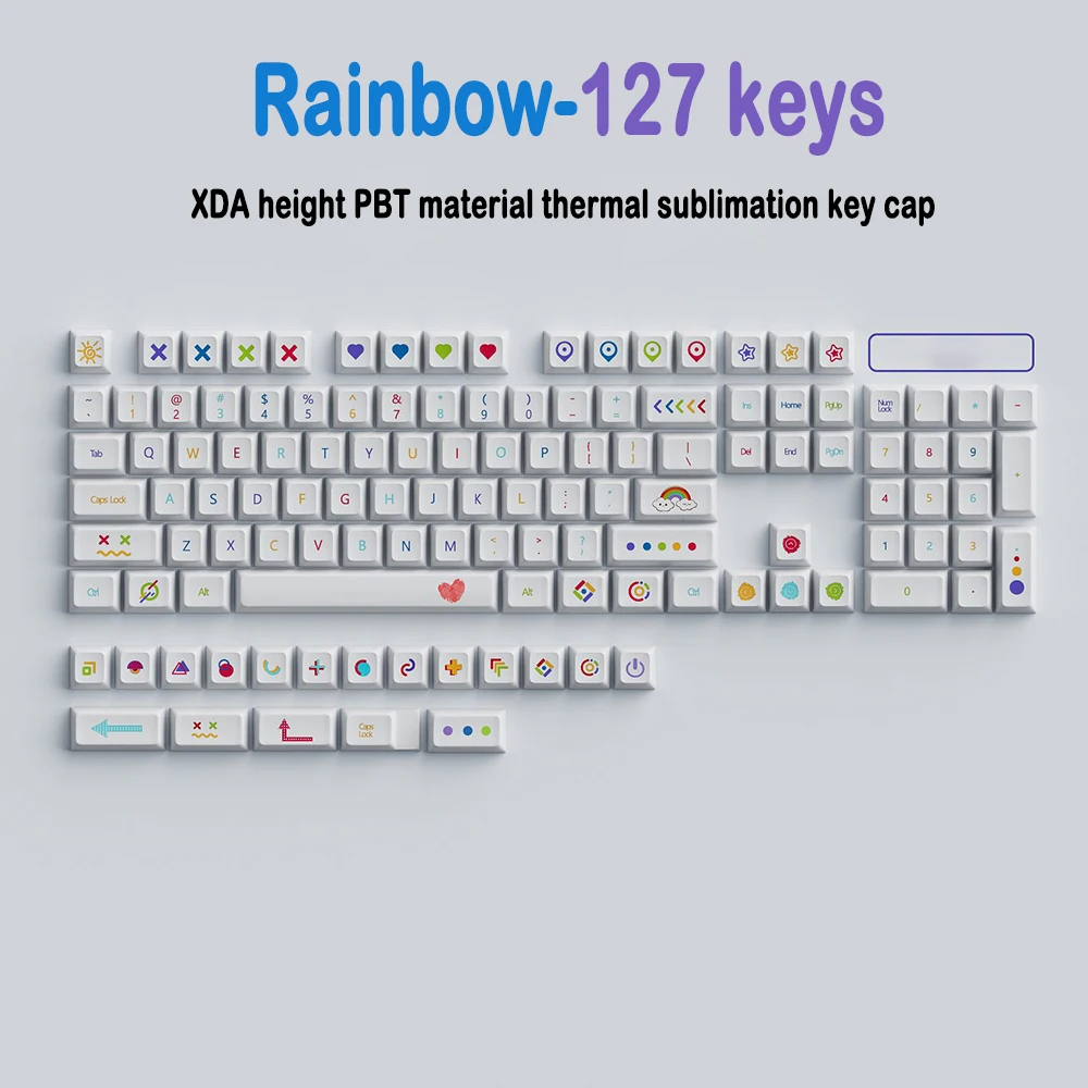 

XDA Profile PBT Keycaps Colourful Rainbow Theme 127/140 Key Gaming Mechanical Keyboard Dye-subbed Keycap Teclado Gamer Mx Switch