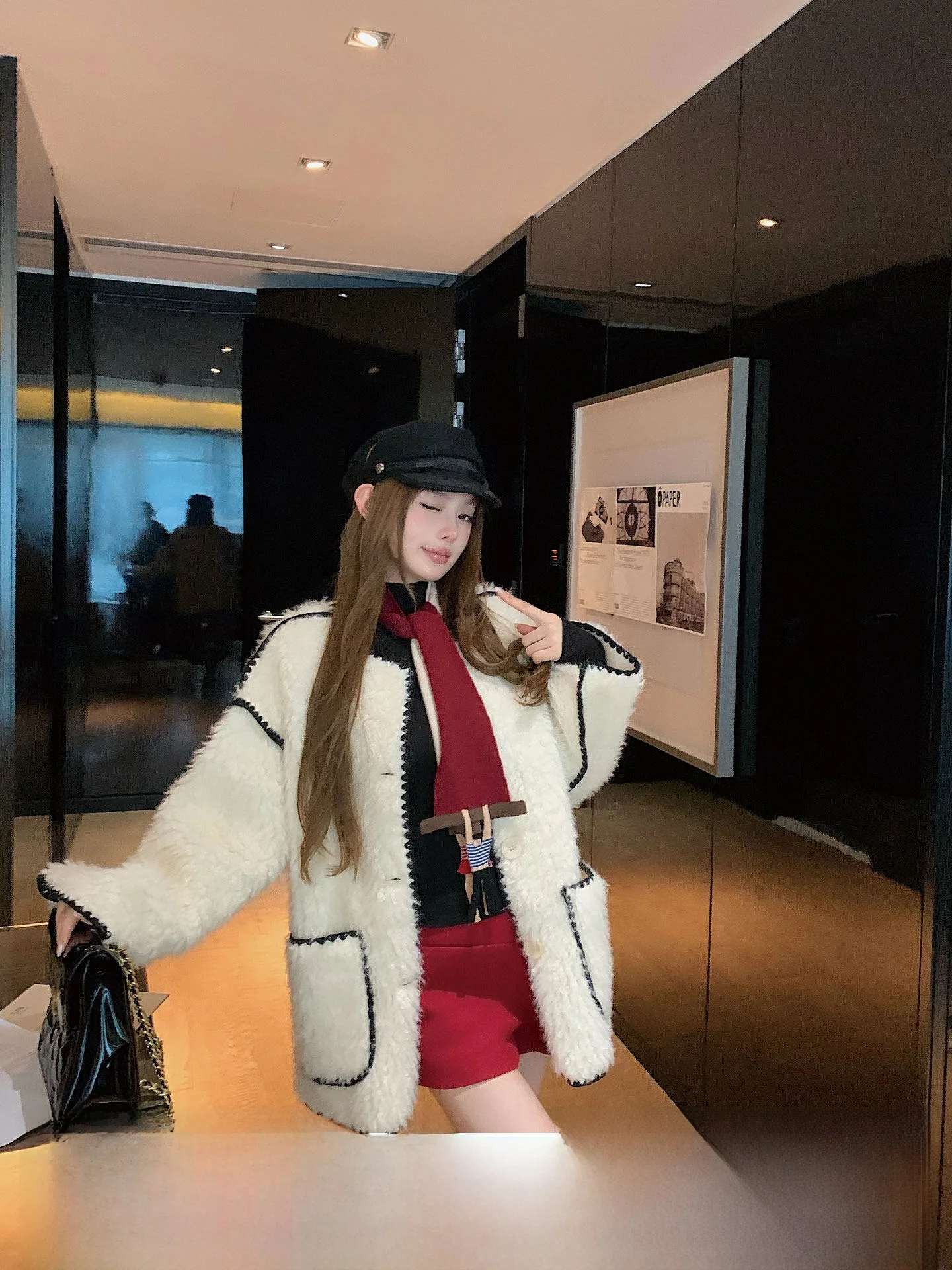 

Okaaay Winter Love Casual Loose Warm Long Sve Top Ele Small Parfum Sle Color Blo Fur Outerwear Polyester Fiber