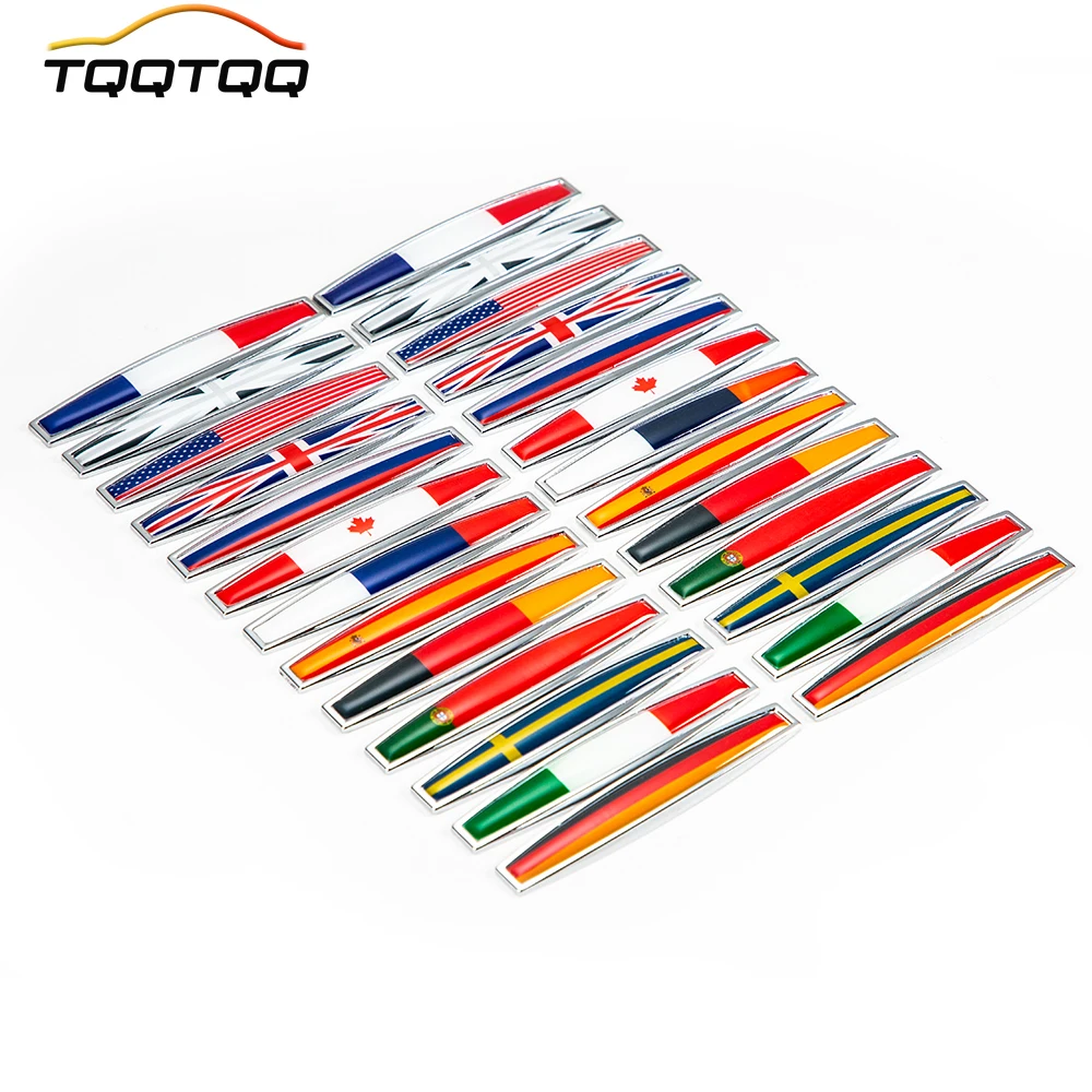 

TQQTQQ 1Pair Metal National Flag Car Side/Rear/Front Decorations Badge Emblem 3D Self-Adhesive Nameplate Sticker for Car