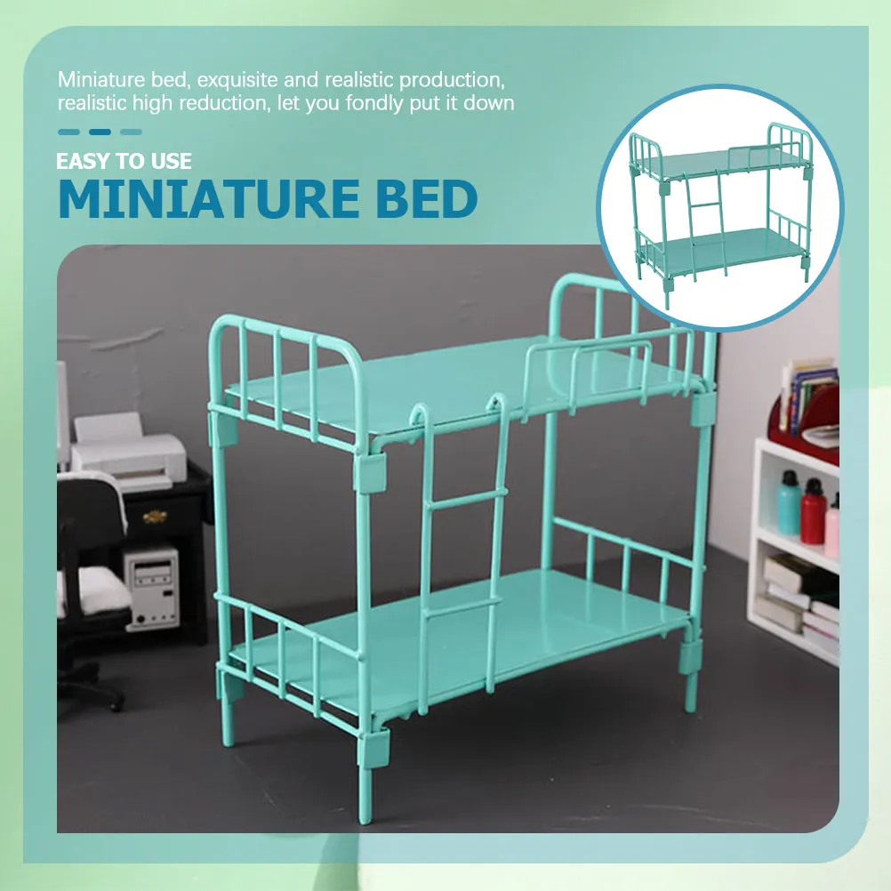 

Mini Double Layer Bed Miniature House Furniture Accessories Bedroom Decoration Mini Bedroom Furniture Set for Dollhouse