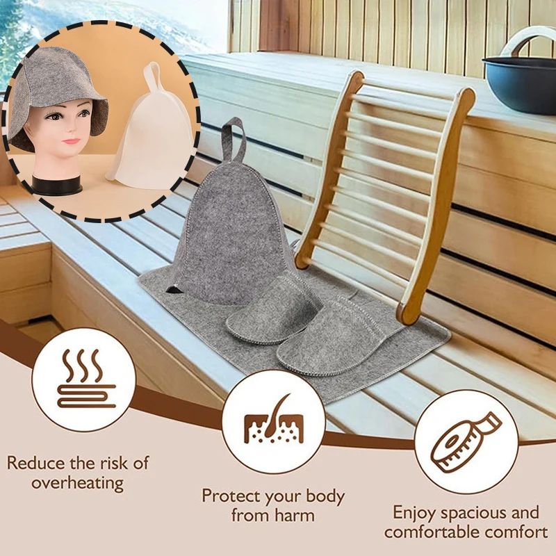 

1Pcs Felt padFashion Anti Heat Sauna Hat Thicken Wool Felt Shower Cap Quickly Towel Drying Towel Hats Sauna Bathroom Accessories