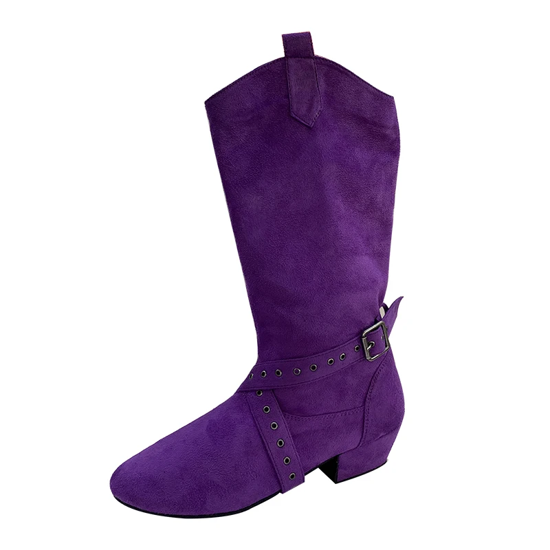 

Venus lure Practice Purple Latin Dance Boots Suede Sole Soft Latin Salsa Ballroom Party Dancing Shoes Customized Heel