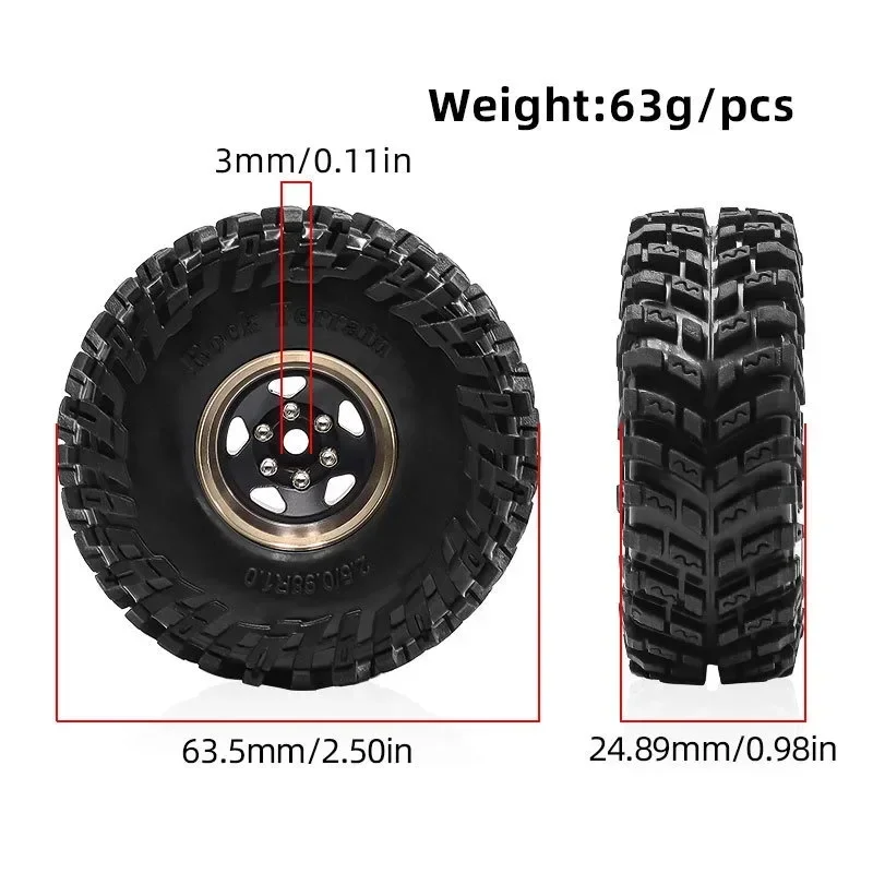 

4pcs 63mm 1.0" Metal Beadlock Wheel Tire Set For 1/18 RC Crawler Car SCX24 FMS Ascent-18 Upgrade Parts Accessories