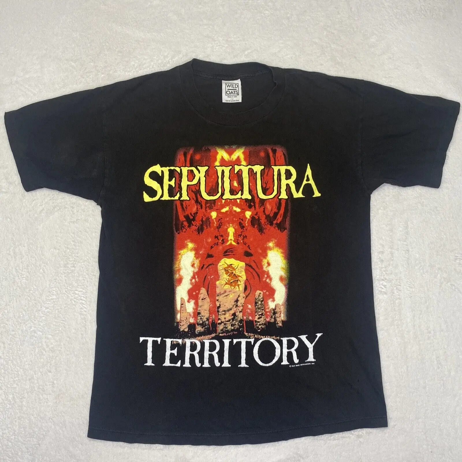 Vintage Sepultura Territory 1993 Men’s Black t-shirt Sz L Single stitch USA made