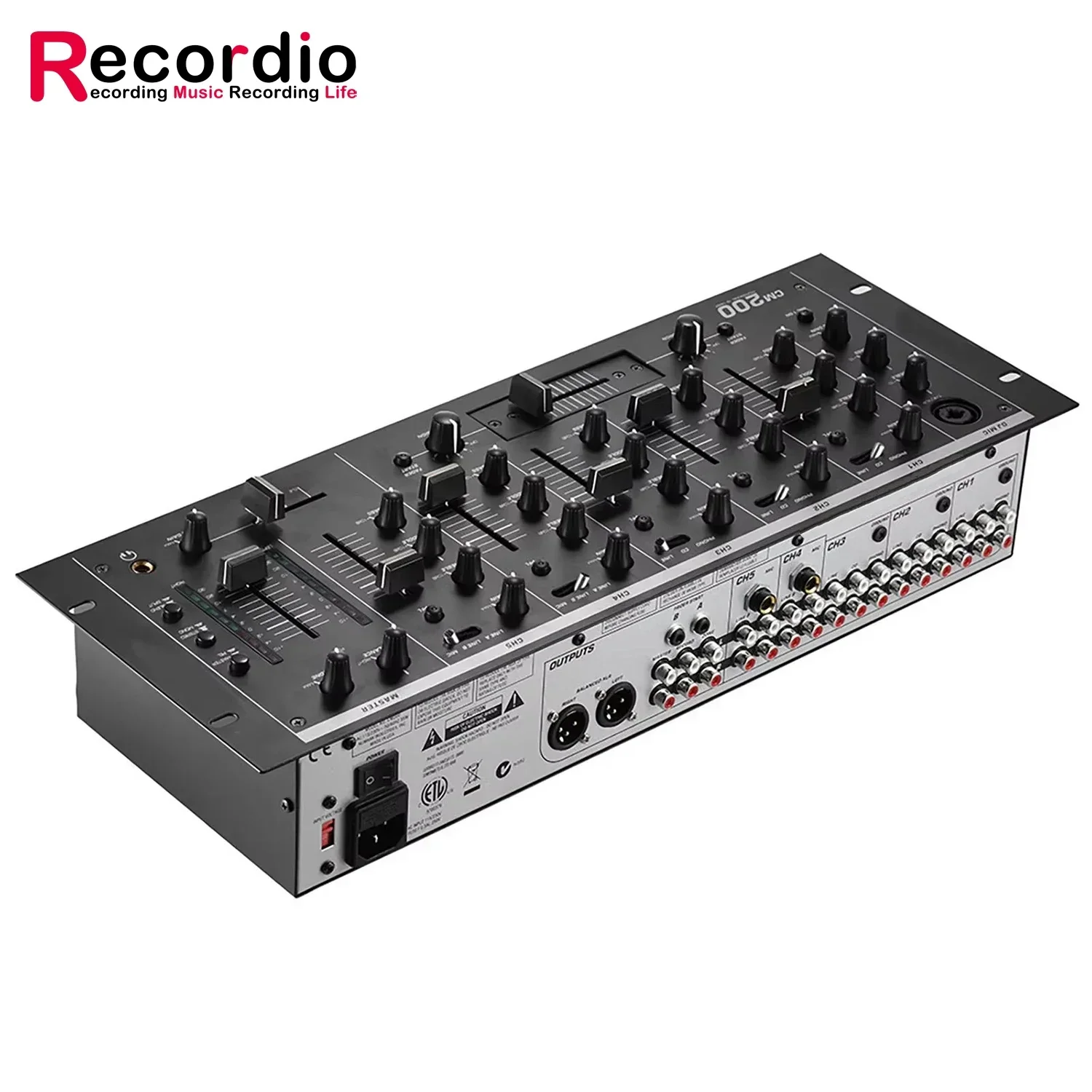 GAX-CM200 DJ Mixer 5 Channel 3 Band EQ Mixing Console for Club Church Stage Performance