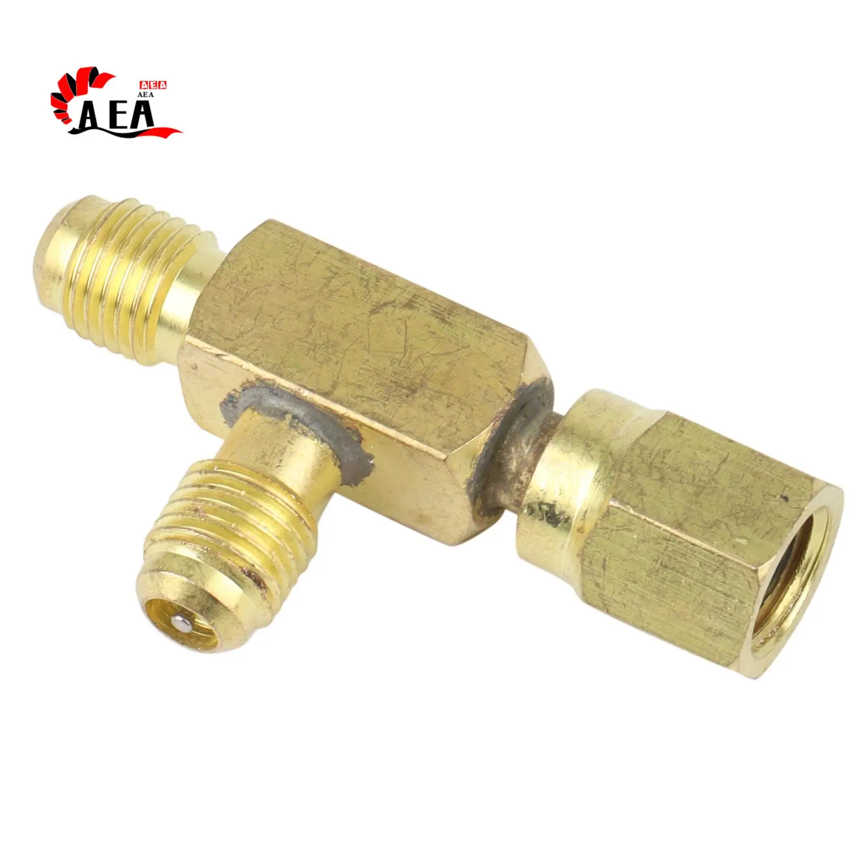 

AEA0-Brass Tee Adapter Converter 1/4Inch Male And Female SAE Flare Swivel Connector Auto Air-Conditioning Installation
