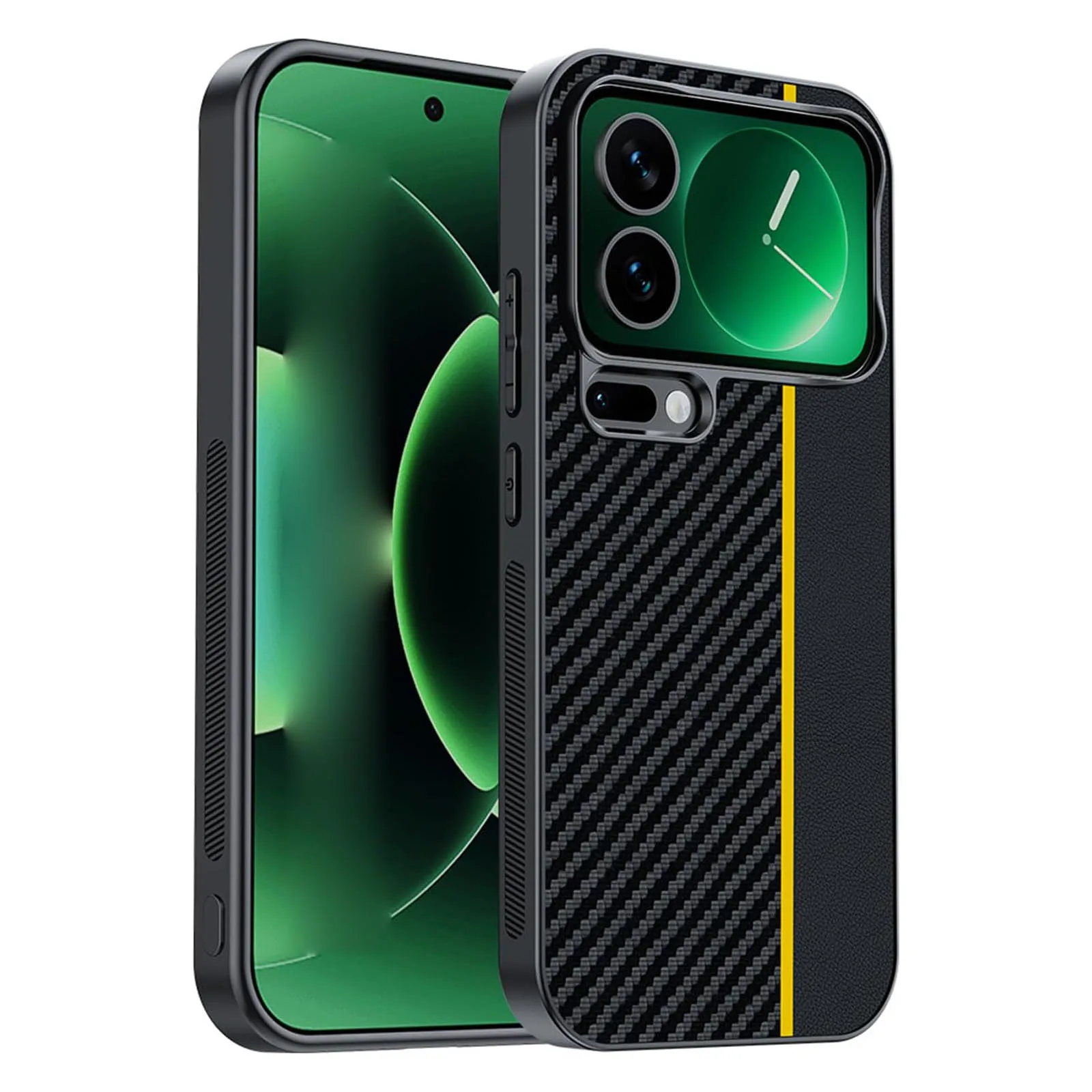 

Slim Carbon Fiber Texture Leather Case for Xiaomi 17 Pro Max/17 Pro/17, Shockproof with Full Camera Protection
