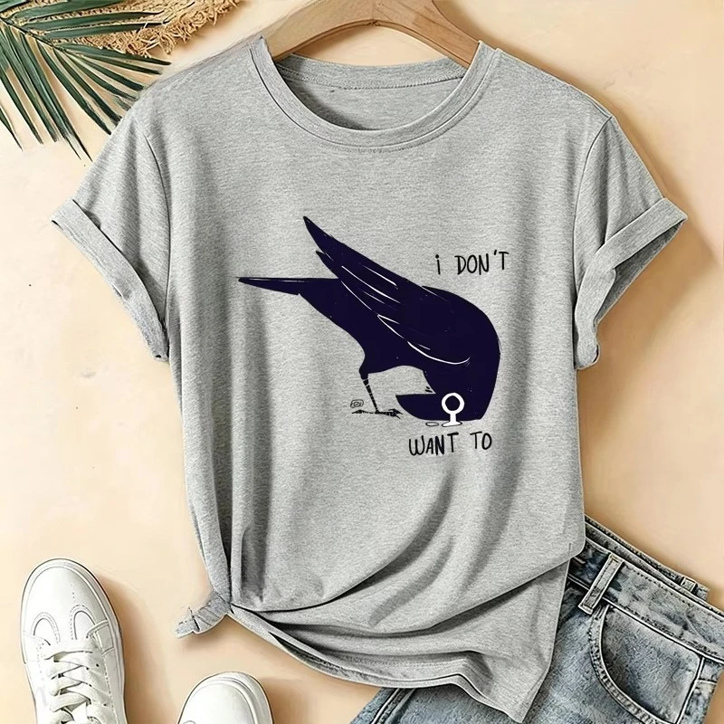 Women Feminist I Don't Want To Crow T-shirt Cotton Printed Short Sleeve Novelty Funny Streetwear Oversized Top 2026 Hot Sale