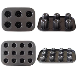 6/12 Cup Cannele Mold Carbon SteelNonstick Bakeware Muffin Cupcake Baking Tray DIY Mini Cake kitchen accessories
