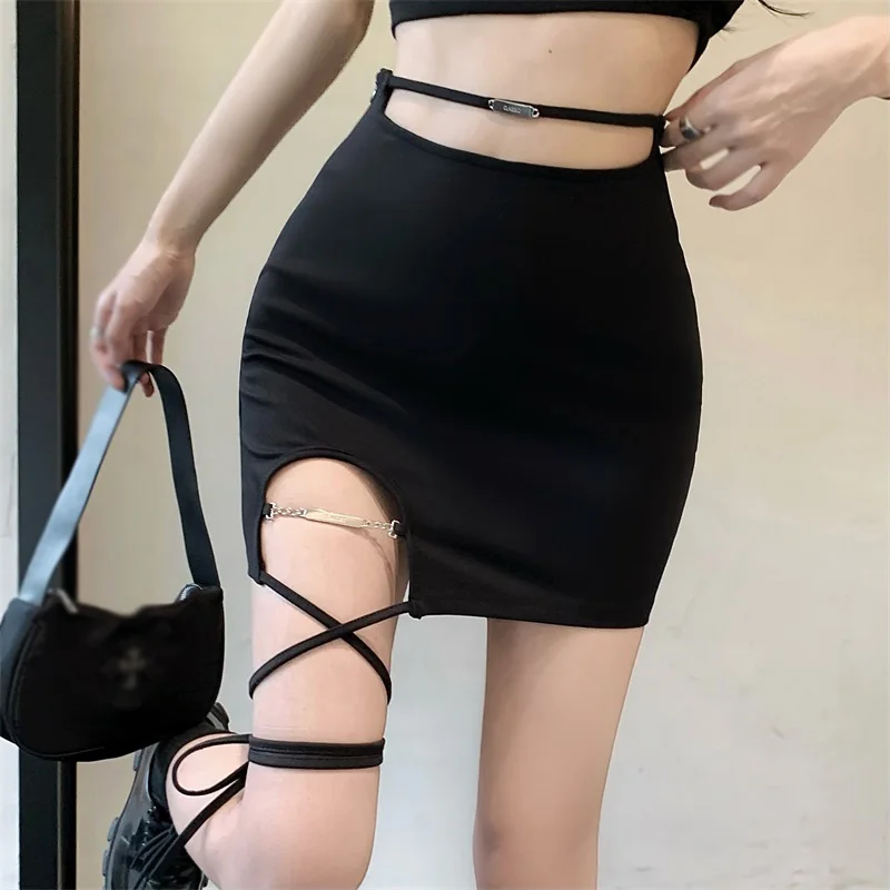 Y2k Harajuku Mini Bandage Skirt Women's  Sexy High Waist Skirt Solid Color Korean Version Slim Chic Clubwear