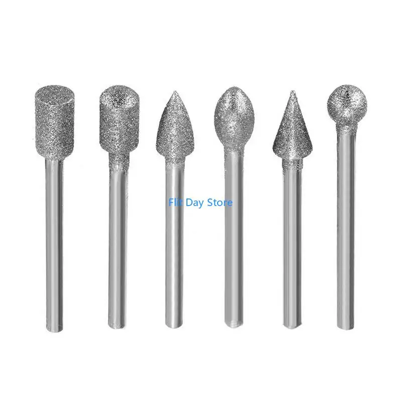 

F92C 20Pcs 3mm Shank Diamond Burr Bit Cut Engraving Carving Rotary Drill Bits New