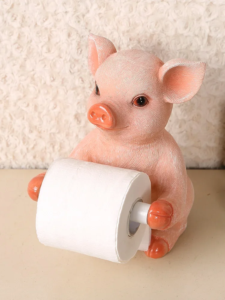 Resin Animals Paper Towel Holder Desktop VerticalPaper Roll  Pig/elephant/monkey Decorative Ornaments Crafts Tissue Box