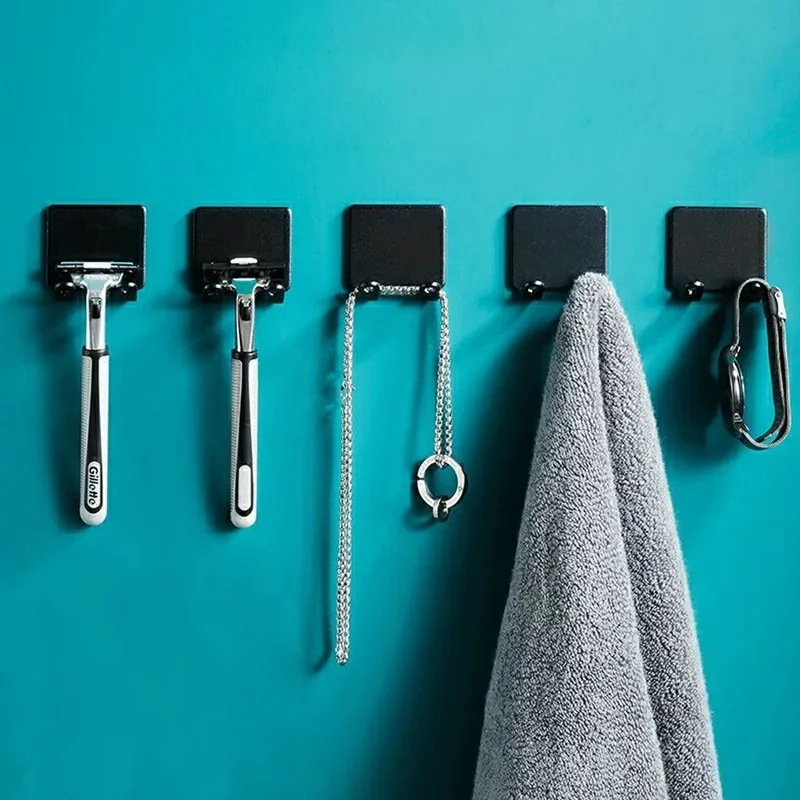 1/2/3/4pcs Adhesive Wall Hanging Hooks Wall Coat Rack Hanger Stickers Non Punching Shaver Holder Storage Hook Razor Rack Wall