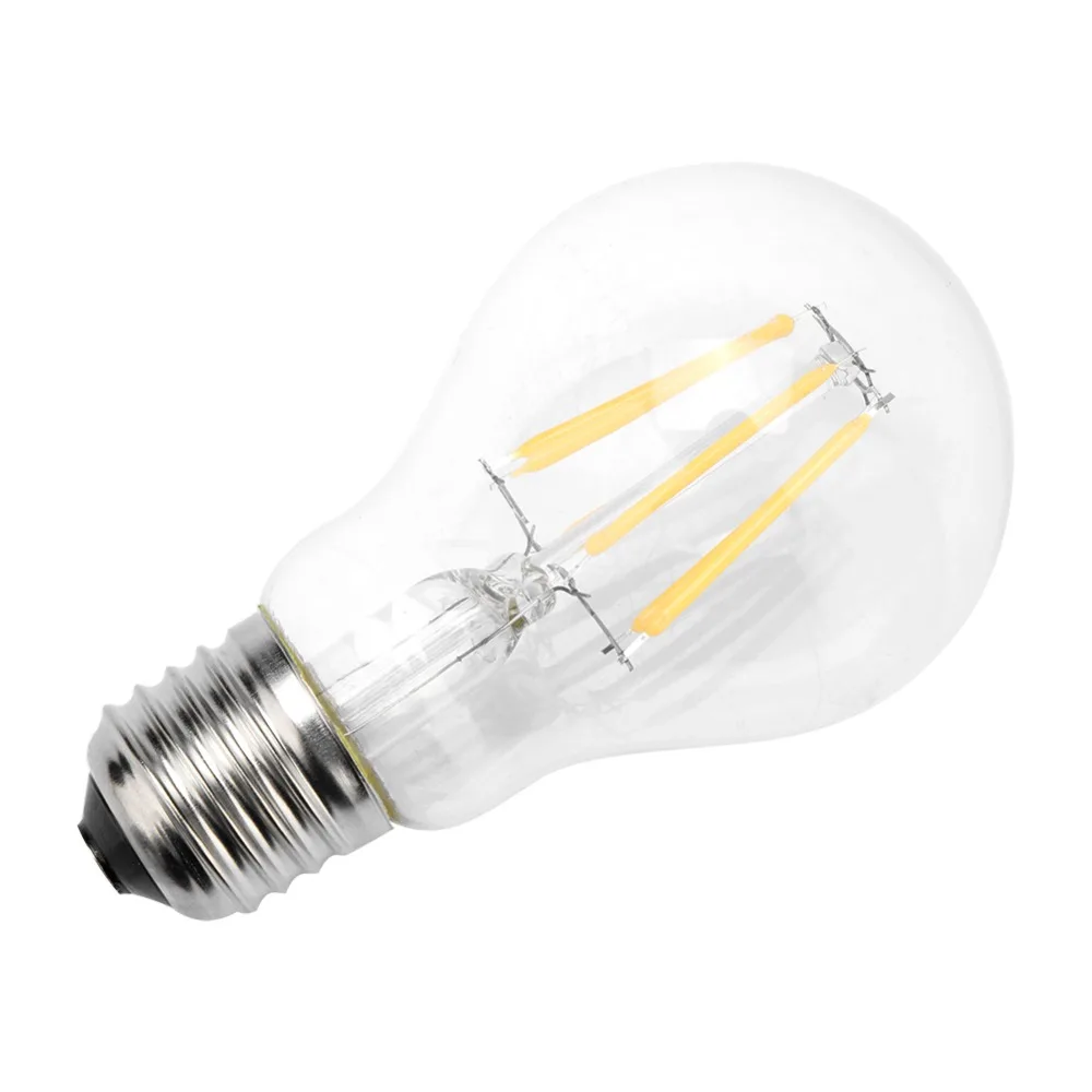 2 Pack Energy-Efficient E27 LED Filament Bulbs A60 220V LED Light Bulbs CRI 80+ Clear Glass Filament Light Bulbs Restaurant