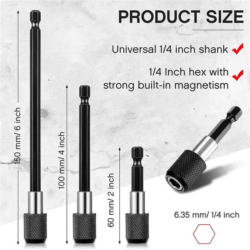 GOOD-12 個ドリルビット延長 1/4 インチ六角シャンクバーソケットドライバービットホルダーと延長チャックアダプターセット