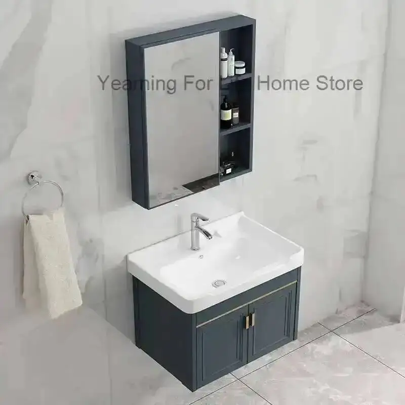 Cabinets Wall Minimalist Bathroom Washbasin Mirror Vanity Modern Bathroom Sink Cabinets Vanities Storage Shelves Home Furniture