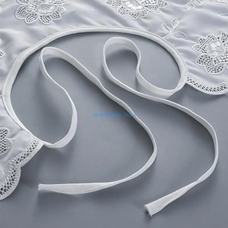 

T3LC False Collar Women Detachable Collar Dickey Collar Hanfu Shoulder Warp Collar Embroidery Collar Lace Up Neckline