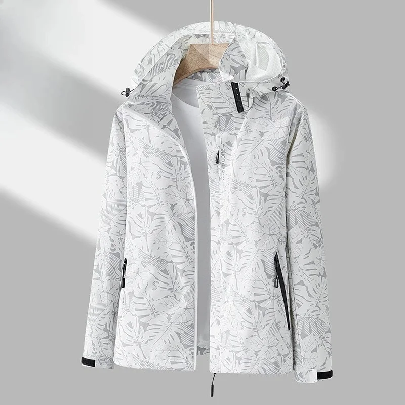 2025 Men's Casual Waterproof Windbreaker Jacket Full Zip Up Hooded Outdoor Hiking Coat For Autumn