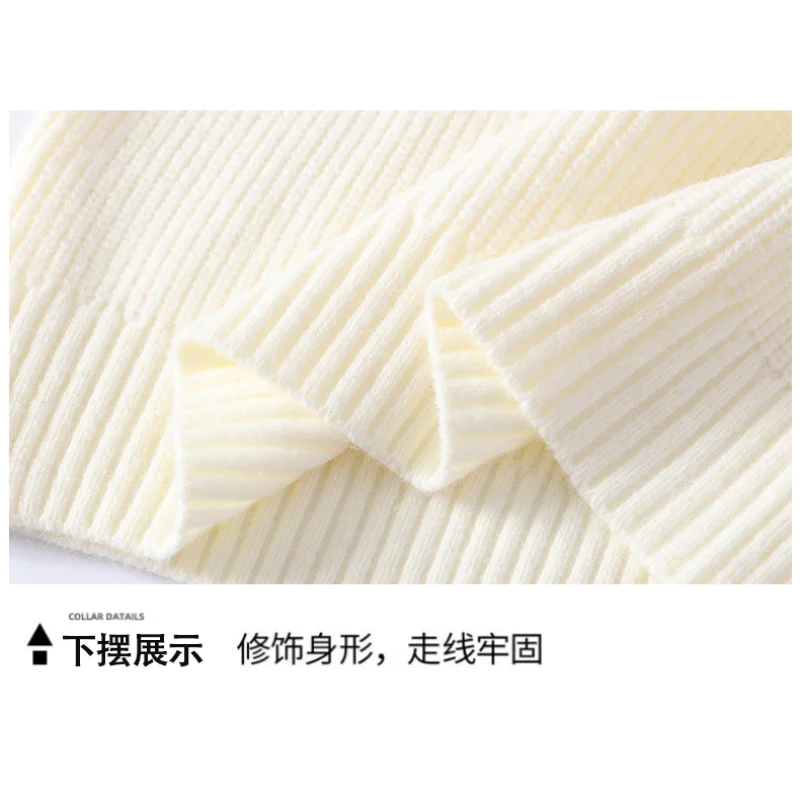 Однотонный осенне-зимний мужской свитер с длинными рукавами и нерегулярным воротником